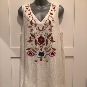 Cute cotton trapeze sundress with embroidery